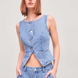 Light wash Boatneck Denim Vest